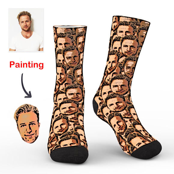 Imagen de Calcetines personalizados pintados a mano Una cara personalizada en calcetines