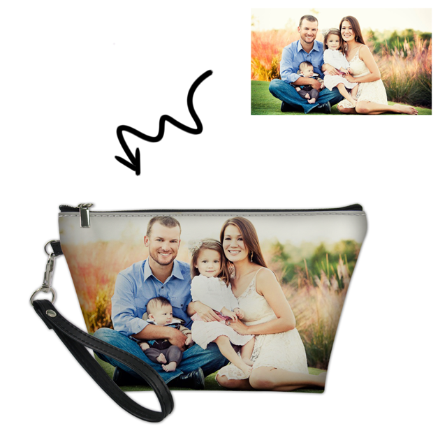 Picture of Custom Photo Portable Cosmetic Bag Personalized Family Photo Cosmetic Bag