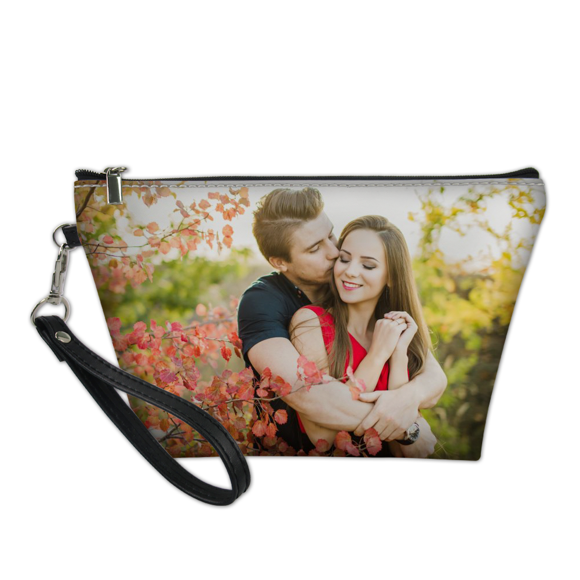 Imagen de Bolsa de cosméticos portátil con foto personalizada, bolsa de maquillaje con foto de pareja personalizada, regalos personalizados, regalos del Día de San Valentín