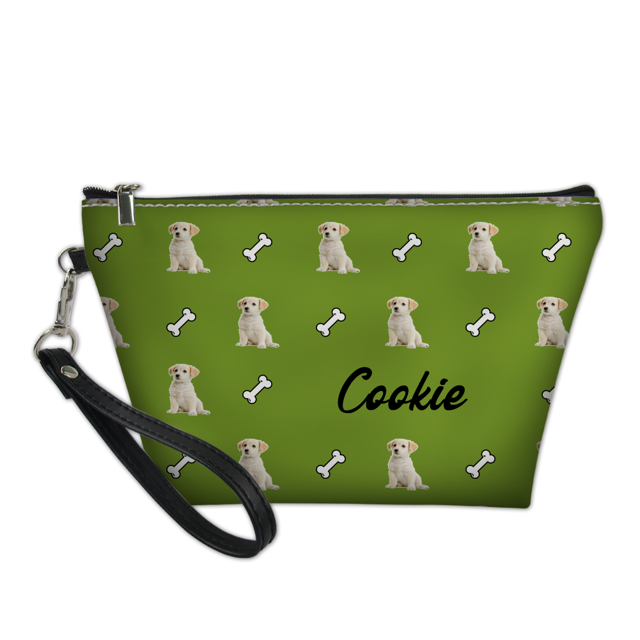 Picture of Custom Photo Portable Cosmetic Bag Personalized Pet Photo Make Up Bag With Dog Bone Element Custom Gifts For Pet Lovers