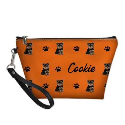Picture of Custom Photo Portable Cosmetic Bag Personalized Pet Photo Make Up Bag With Paw Element Custom Gifts For Pet Lovers