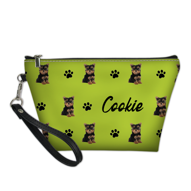 Picture of Custom Photo Portable Cosmetic Bag Personalized Pet Photo Make Up Bag With Paw Element Custom Gifts For Pet Lovers