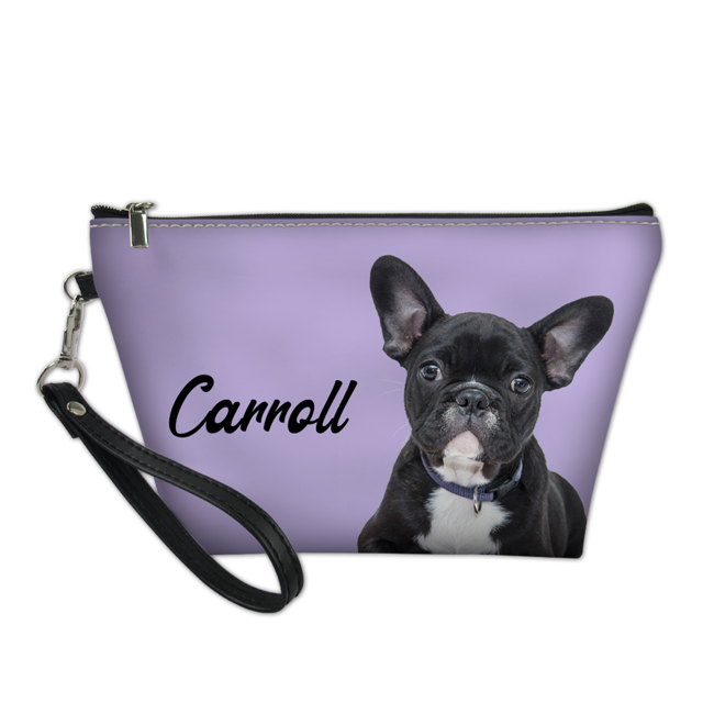 Picture of Custom Photo Portable Cosmetic Bag Personalized Pet Photo Make Up Bag Personalized Pet Photo And Name Custom Gifts For Pet Lovers