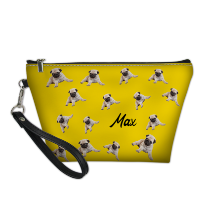 Picture of Custom Repeat Pet Photo Portable Cosmetic Bag Personalized Pet Photo Make Up Bag Personalized Pet Photo And Name Custom Gifts For Pet Lovers