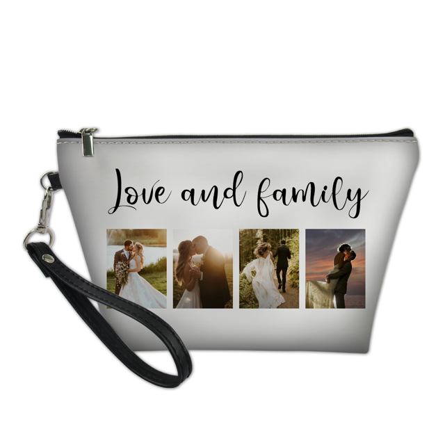 Picture of Custom 4 Photos Portable Cosmetic Bag Personalized Photo Make Up Bag Personalized Text Personalized Gifts