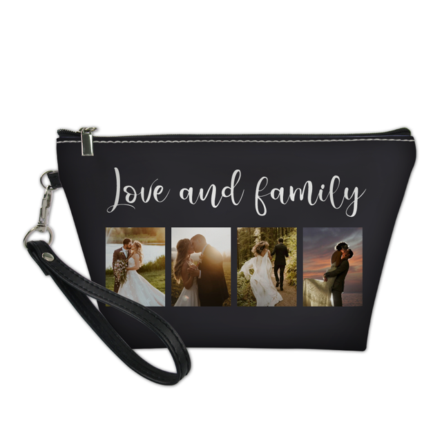 Picture of Custom 4 Photos Portable Cosmetic Bag Personalized Photo Make Up Bag Personalized Text Personalized Gifts