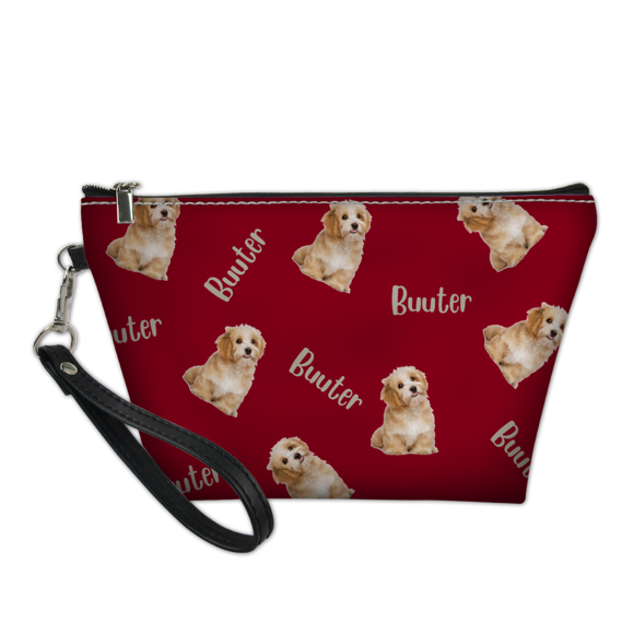 Picture of Funny Custom Repeat Pet And Name Portable Cosmetic Bag Personalized Pet Photo Make Up Bag Personalized Pet Photo And Name Custom Gifts For Pet Lovers