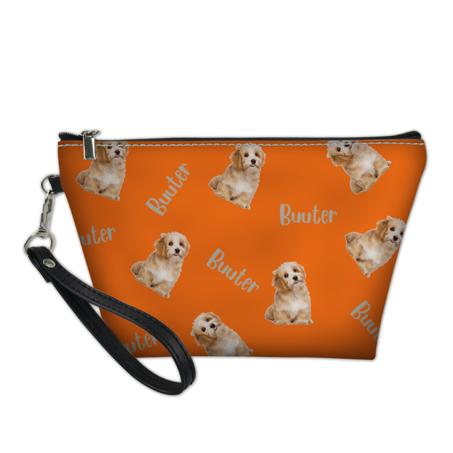 Picture of Funny Custom Repeat Pet And Name Portable Cosmetic Bag Personalized Pet Photo Make Up Bag Personalized Pet Photo And Name Custom Gifts For Pet Lovers