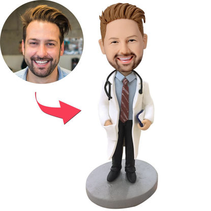 Image de Figurines personnalisées : Docteur avec stéthoscope | Bobbleheads personnalisés pour quelqu'un de spécial comme idée cadeau unique