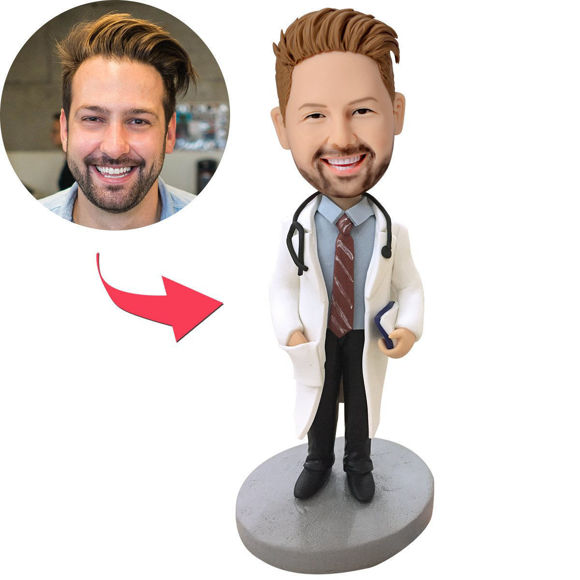 Picture of Custom Bobbleheads: Doctor With Stethoscope  | Personalized Bobbleheads for the Special Someone as a Unique Gift Idea