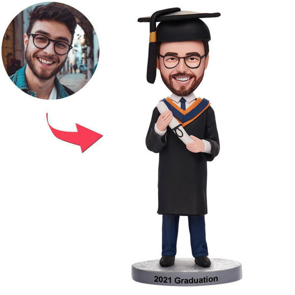 Imagen de Cabezones personalizados: hombre de graduación | Bobbleheads personalizados para alguien especial como idea de regalo única