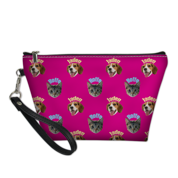 Picture of Custom Repeated Multiple Pets Avatars Portable Cosmetic Bag Personalized Pet Photo Make Up Bag Personalized Pets Photos And Names Personalized Gifts For Pet Lovers