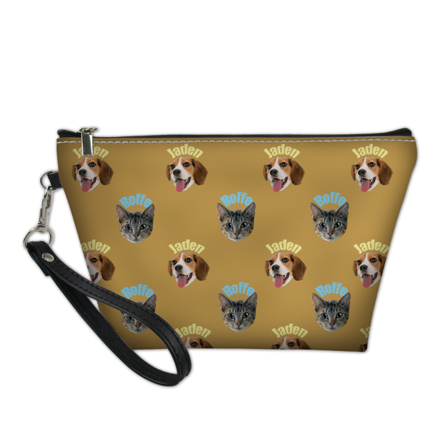 Picture of Custom Repeated Multiple Pets Avatars Portable Cosmetic Bag Personalized Pet Photo Make Up Bag Personalized Pets Photos And Names Personalized Gifts For Pet Lovers