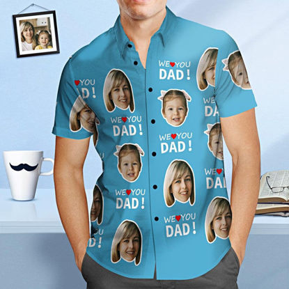 Bild von Custom Face Photo Hawaiian Shirt - Custom Men's Face Shirt All Over Print Hawaiian Shirt - We Love You Dad - Best Father's Day Gifts for Beach Party