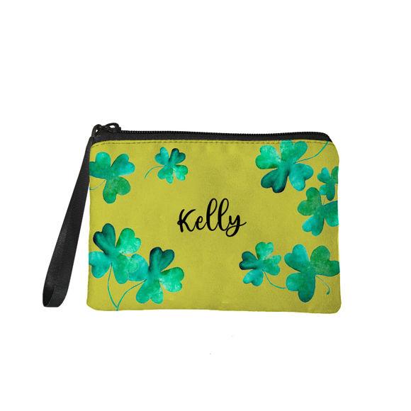 Picture of Custom Clover Portable Coin Purse Personalized Name Coin Purse Personaliezed Gifts
