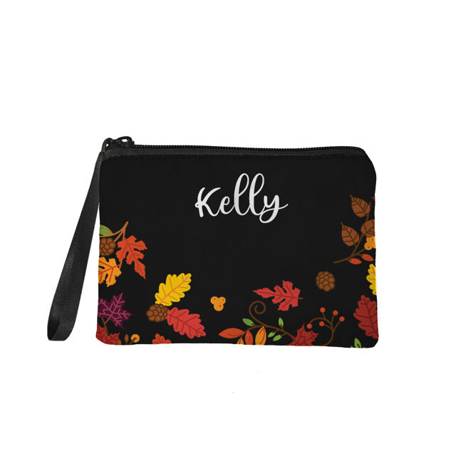 Picture of Custom Autumn Leaves Portable Coin Purse Personalized Name Coin Purse Personaliezed Gifts