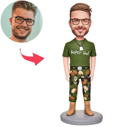 Picture of Custom Bobbleheads: Father's Day Gift Dad in Camouflage | Personalized Bobbleheads for the Special Someone as a Unique Gift Idea