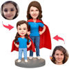 Bild von Benutzerdefinierte Bobbleheads: Muttertagsgeschenk Super Mutter und Tochter Bobbleheads | Personalisierte Wackelköpfe für den besonderen Menschen als einzigartige Geschenkidee