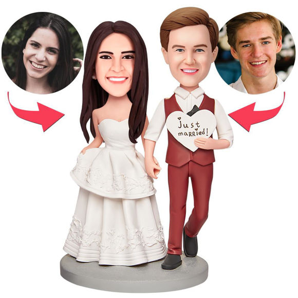 Picture of Custom Bobbleheads:  Wedding Gift Just Married Bobbleheads | Personalized Bobbleheads for the Special Someone as a Unique Gift Idea