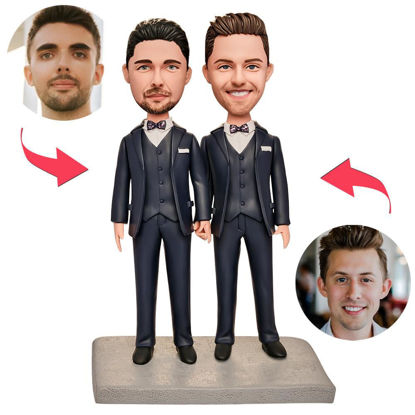 Picture of Custom Bobbleheads:  Male Same Gender Couple Bobbleheads | Personalized Bobbleheads for the Special Someone as a Unique Gift Idea