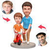 Bild von Benutzerdefinierte Bobbleheads: Papa lehrt Sohn Radfahren Bobbleheads | Personalisierte Wackelköpfe für den besonderen Menschen als einzigartige Geschenkidee