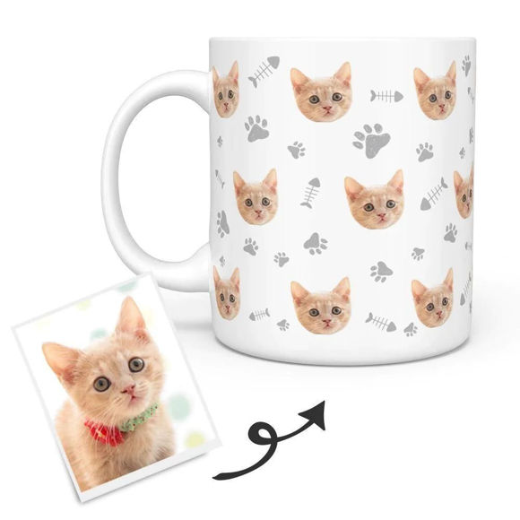 Imagen de Taza personalizada con foto de gato Taza de café con foto de mascota multi-avatar