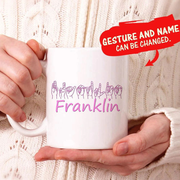 Bild von Personalisierte Gesten-Tasse Kundenspezifische Kaffeetasse Bestes Geschenk