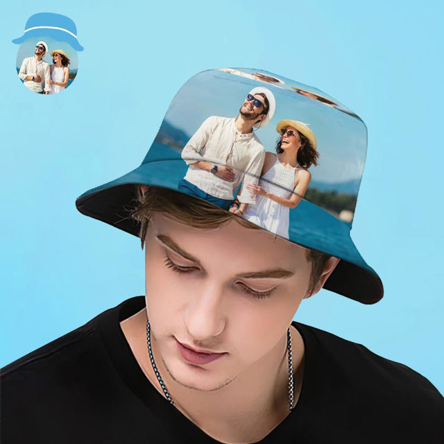 Picture of Custom Bucket Hat Unisex Photo Bucket Hat Personalize Summer Hats Gift for Family