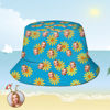 Bild von Kundenspezifischer Eimer-Hut-personalisiertes Gesicht ganz über Druck-tropischer Blumen-Druck-hawaiischer Fischer-Hut - gelbe Blumen