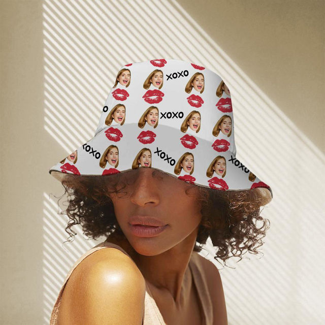 Picture of Personalized Red Lip Hawaiian Fisherman Hat Bucket Hat Valentine's Day Gift