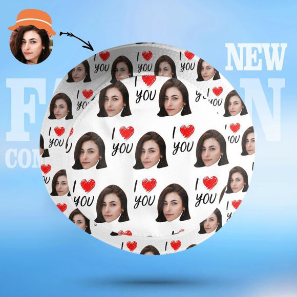 Picture of Custom Your Photo Face And Pet Summer Bucket Hat Fisherman Hat - I love You