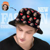 Imagen de Personaliza tu foto cara y mascota sombrero de pescador de verano - corazón negro