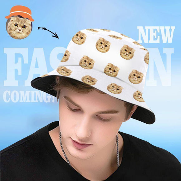 Imagen de Personaliza tu foto cara y mascota verano cubo sombrero pescador sombrero