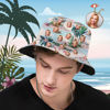Picture of Custom Bucket Hat Personalized Face All Over Print Tropical Flower Print Hawaiian Fisherman Hat - Sea View