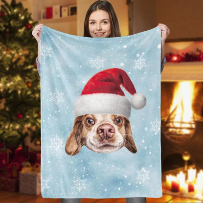 Picture of Custom Pet Face Christmas Blanket