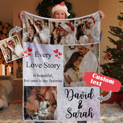 Picture of Custom Puzzle Blanket Christmas Gift Warmest Love