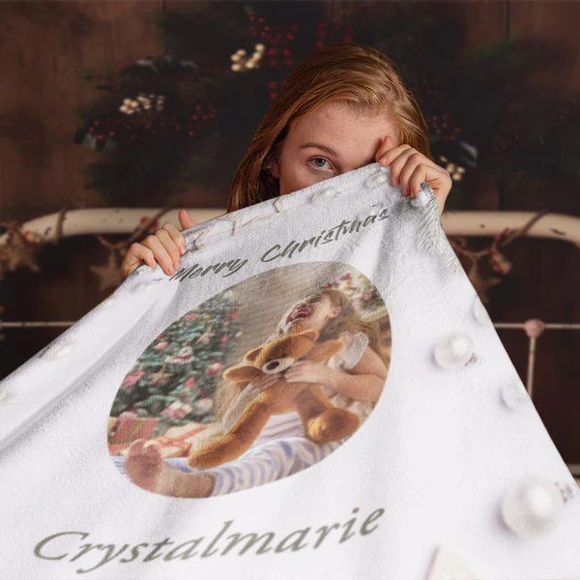 Picture of Christmas Gift Custom Photo Blanket Plus Lettering