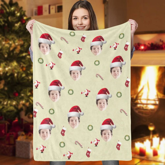 Imagen de Manta con foto personalizada para niños, regalo de Navidad