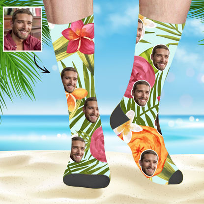 Bild von Benutzerdefinierte Hawaii Socken Personalisierte Sommersocken - Blumen