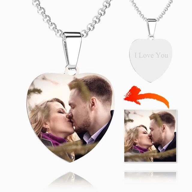 Picture of Custom Christmas Photo Necklace Stainless Steel Love Gifts