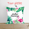 Bild von Kundenspezifisches Zuhause-Kissen-Sommer-Kissen addieren Text - Flamingo