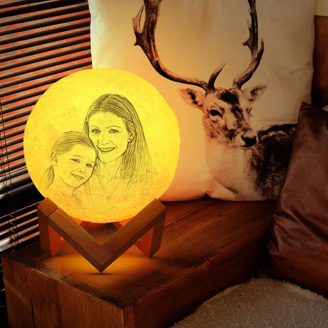 Picture of Magic 3D Personalized Photo Moon Lamp with Touch Control Gift for Christmas (10cm-20cm)