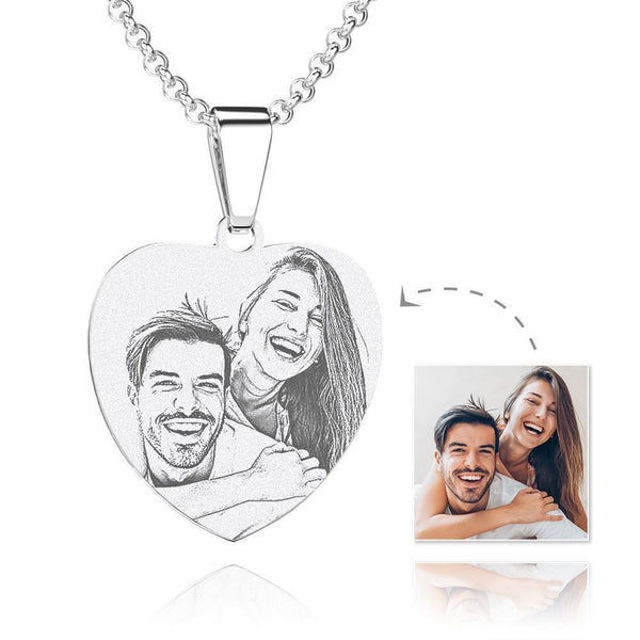 Picture of 925 Sterling Silver Personalized Christmas Gifts Women S Heart Photo Necklace
