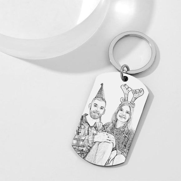 Picture of Engraved Photo Calendar Keychain Christmas Gift