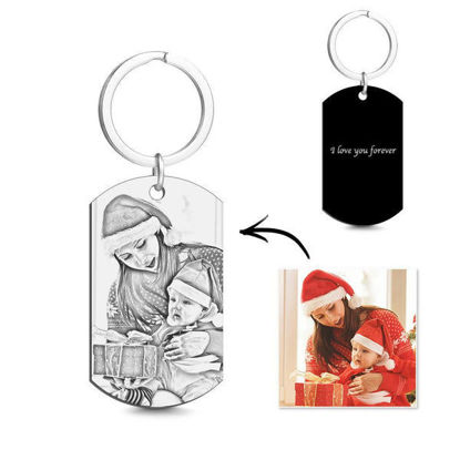 Picture of Engraved Photo Keychain with Engraving Black Christmas Gifts