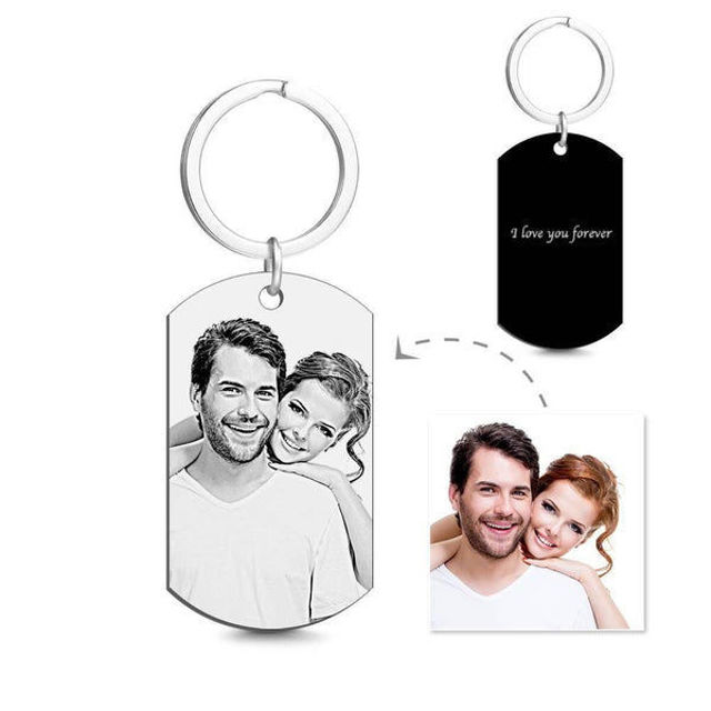Picture of Engraved Photo Keychain with Engraving Black Christmas Gifts