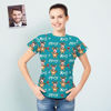 Picture of Custom Face Women's Christmas Family Shirt with Your Face On A Reindeer