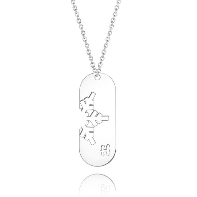 Picture of 925 Sterling Silver Custom Christmas Snow Engraved Necklace