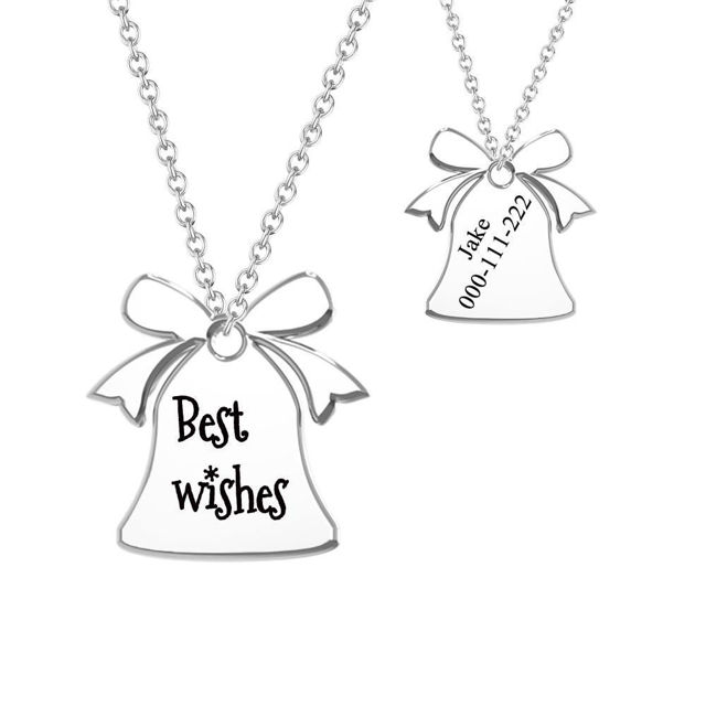 Picture of 925 Sterling Silver Custom Christmas Bell Engraved Necklace