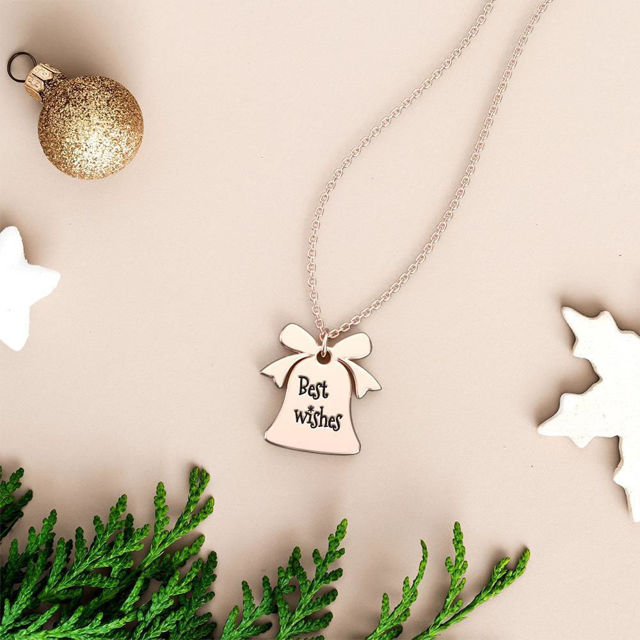 Picture of 925 Sterling Silver Custom Christmas Bell Engraved Necklace